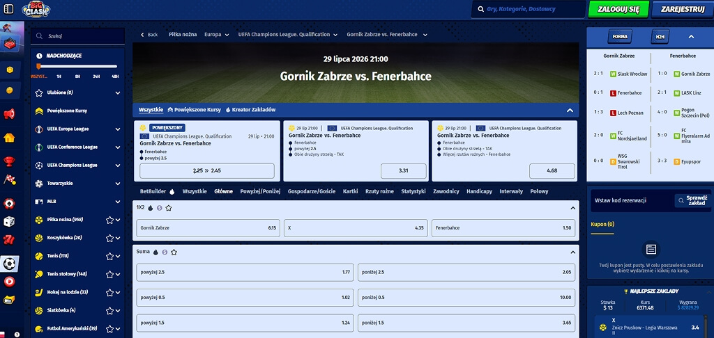 BigClash kasyna Zakłady sportowe